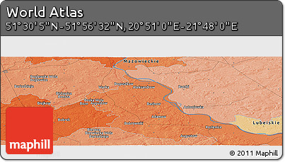 Political Panoramic Map of the Area around 51° 43' 18" N, 21° 19' 30" E