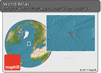 Satellite Location Map of the Area around 51° 43' 18" N, 21° 10' 29" W
