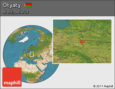 Satellite Location Map of Otyaty