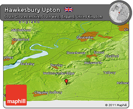 Physical Panoramic Map of Hawkesbury Upton