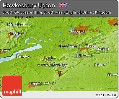 Physical Panoramic Map of Hawkesbury Upton