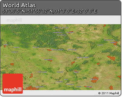 Satellite 3D Map of the Area around 51° 43' 18" N, 31° 31' 29" E