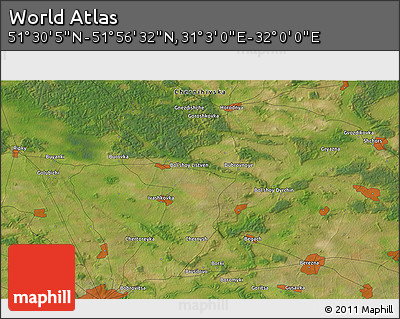 Satellite 3D Map of the Area around 51° 43' 18" N, 31° 31' 29" E