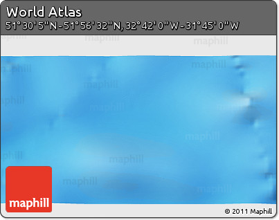 Physical 3D Map of the Area around 51° 43' 18" N, 32° 13' 30" W