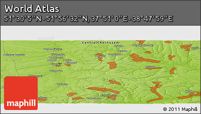 Physical Panoramic Map of the Area around 51° 43' 18" N, 38° 19' 30" E