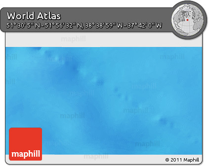 Physical 3D Map of the Area around 51° 43' 18" N, 38° 10' 29" W