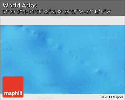 Physical 3D Map of the Area around 51° 43' 18" N, 38° 10' 29" W