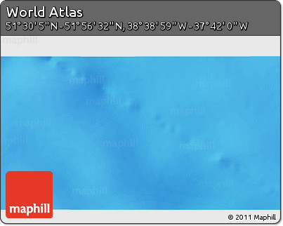 Physical 3D Map of the Area around 51° 43' 18" N, 38° 10' 29" W