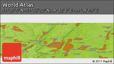 Physical Panoramic Map of the Area around 51° 43' 18" N, 39° 10' 29" E