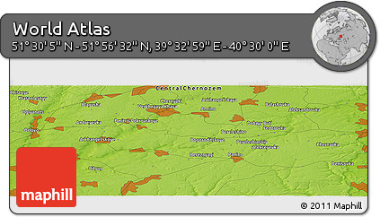 Physical Panoramic Map of the Area around 51° 43' 18" N, 40° 1' 29" E