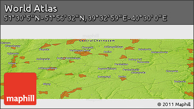Physical Panoramic Map of the Area around 51° 43' 18" N, 40° 1' 29" E