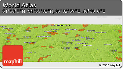 Physical Panoramic Map of the Area around 51° 43' 18" N, 40° 1' 29" E