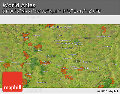Satellite 3D Map of the Area around 51° 43' 18" N, 41° 43' 30" E