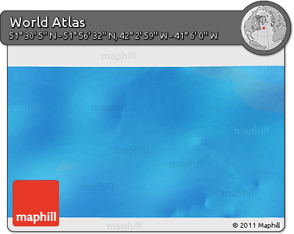 Physical 3D Map of the Area around 51° 43' 18" N, 41° 34' 30" W
