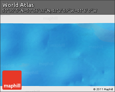 Physical 3D Map of the Area around 51° 43' 18" N, 41° 34' 30" W