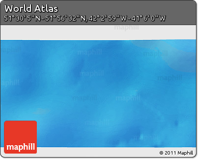 Physical 3D Map of the Area around 51° 43' 18" N, 41° 34' 30" W