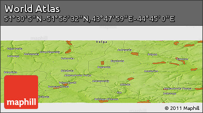 Physical Panoramic Map of the Area around 51° 43' 18" N, 44° 16' 29" E