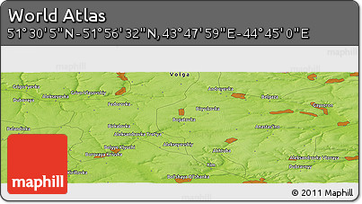 Physical Panoramic Map of the Area around 51° 43' 18" N, 44° 16' 29" E