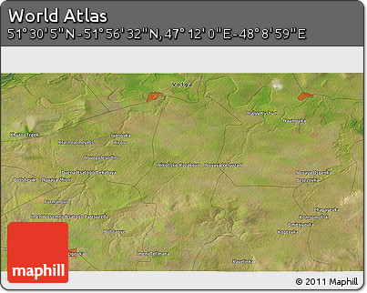 Satellite 3D Map of the Area around 51° 43' 18" N, 47° 40' 29" E