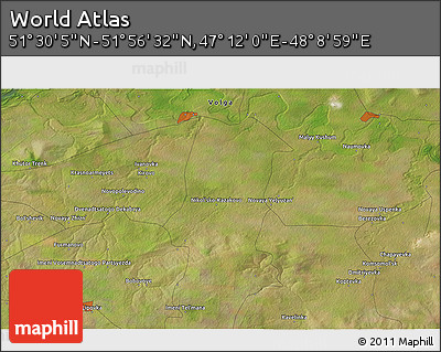 Satellite 3D Map of the Area around 51° 43' 18" N, 47° 40' 29" E