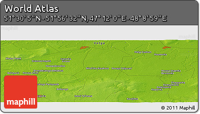 Physical Panoramic Map of the Area around 51° 43' 18" N, 47° 40' 29" E