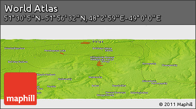 Physical Panoramic Map of the Area around 51° 43' 18" N, 48° 31' 29" E