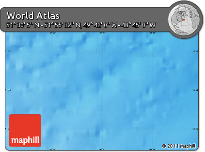 Physical Map of the Area around 51° 43' 18" N, 49° 13' 30" W