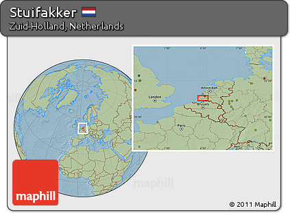 Savanna Style Location Map of Stuifakker, hill shading