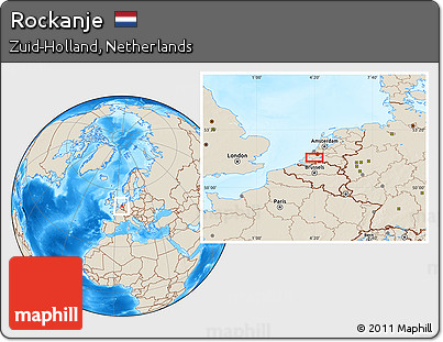 Shaded Relief Location Map of Rockanje