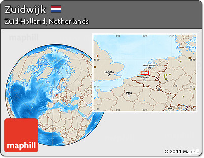 Shaded Relief Location Map of Zuidwijk