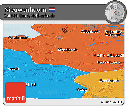Political Panoramic Map of Nieuwenhoorn