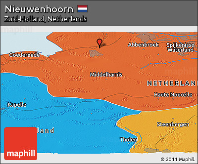 Political Panoramic Map of Nieuwenhoorn