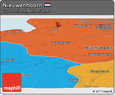 Political Panoramic Map of Nieuwenhoorn