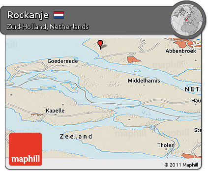 Shaded Relief Panoramic Map of Rockanje