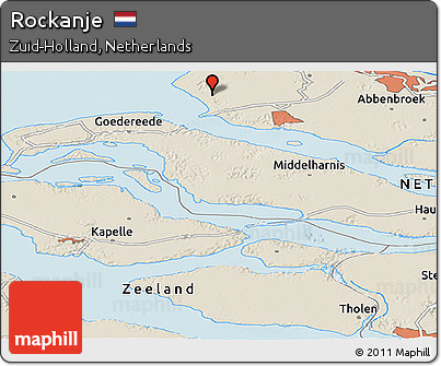 Shaded Relief Panoramic Map of Rockanje