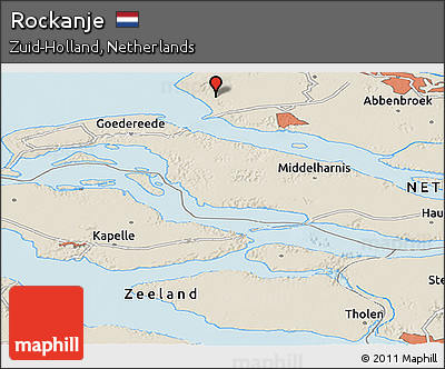 Shaded Relief Panoramic Map of Rockanje