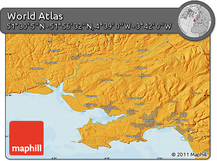 Political Map of the Area around 51° 43' 18" N, 4° 10' 30" W