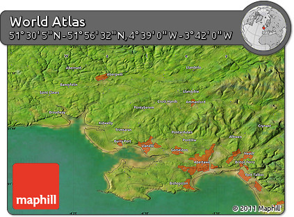 Satellite Map of the Area around 51° 43' 18" N, 4° 10' 30" W
