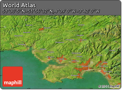 Satellite Map of the Area around 51° 43' 18" N, 4° 10' 30" W