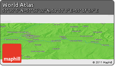 Political Panoramic Map of the Area around 51° 43' 18" N, 55° 19' 30" E