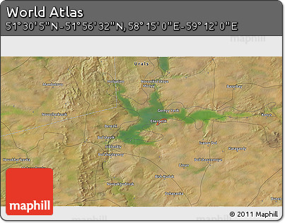 Satellite 3D Map of the Area around 51° 43' 18" N, 58° 43' 30" E