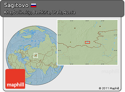 Savanna Style Location Map of Sagitovo, hill shading
