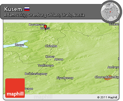 Physical Panoramic Map of Kusem