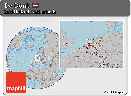 Gray Location Map of De Donk, hill shading
