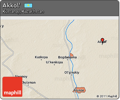 Shaded Relief 3D Map of Akkol'