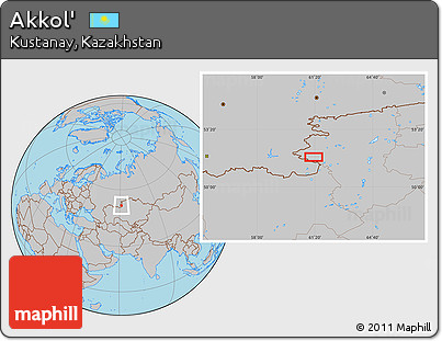 Gray Location Map of Akkol'