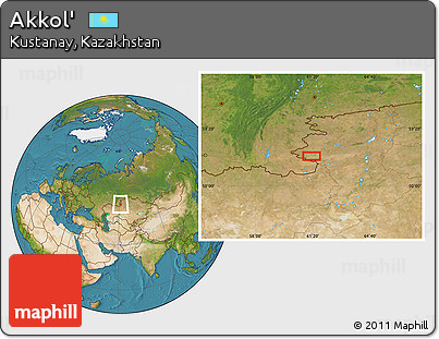 Satellite Location Map of Akkol'