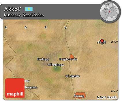 Satellite Map of Akkol'