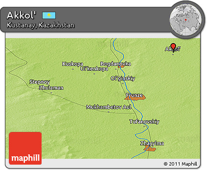 Physical Panoramic Map of Akkol'