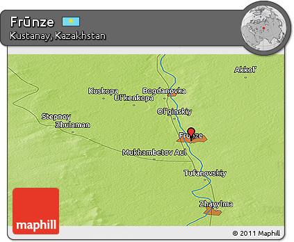Physical Panoramic Map of Frūnze
